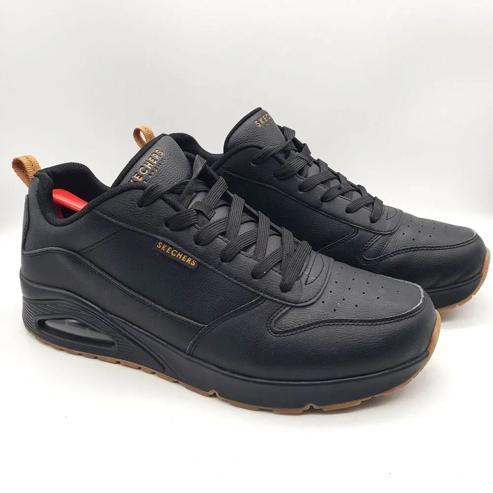 Skechers Uno Alder Black Gum Men's 12 Wide Casual Shoes Air Sneakers 183012 W